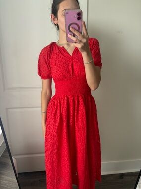 j crew embroidered midi dress Eyelet-embroidered Tiered Midi Dress For Women